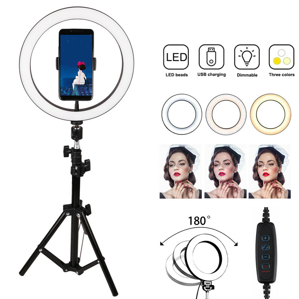 10 inch Selfie Ring Light with 76 inch Tripod Stand & CELL PHONE Holder for Live Stream